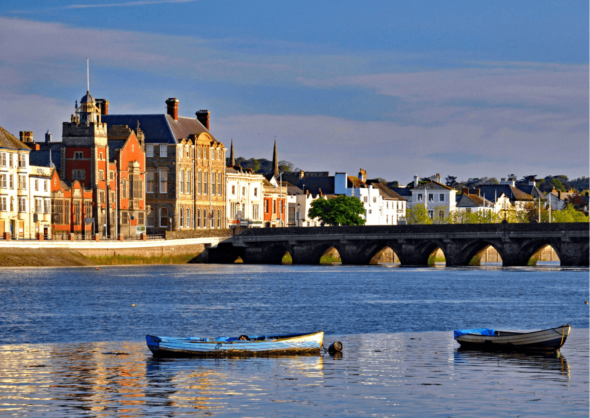 Bideford waterfront and historic bridge