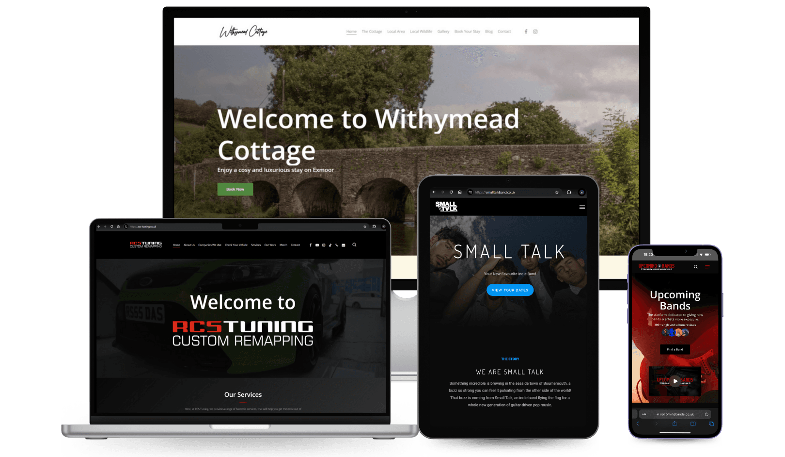 Website layouts on mobile and desktop